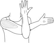 Horizontal abduction stretch for the shoulder. posterior capsule and deltoid stretch