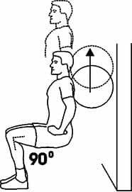 Wall ball squat exercise